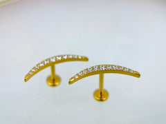 16g Internally Threaded Titanium Gold 6mm 8mm Flat Back Curved Cartilage Earrings Studs for Cartilage