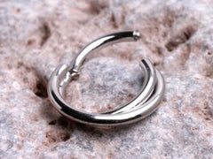 16G Silver Criss Cross Design Septum Clicker Ring • Cartilage Ring • Septum Jewelry Cartilage Hoop