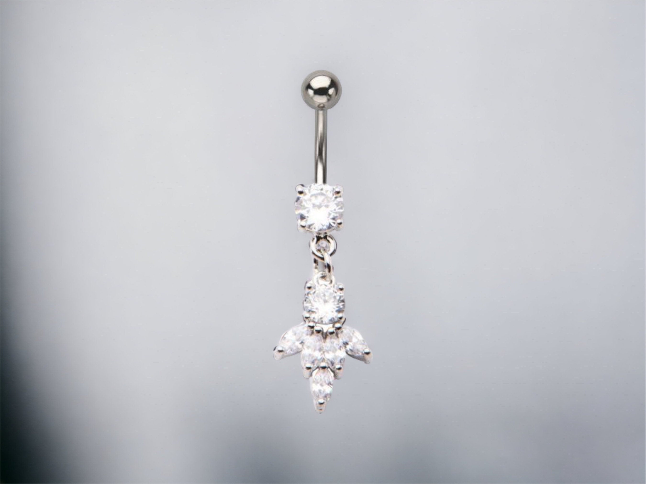 Multi Gem Cluster Dangling Belly Button Ring • Body Jewelry • Navel Piercing • Dangling Flower Belly Ring