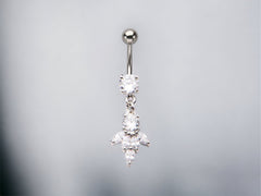 Multi Gem Cluster Dangling Belly Button Ring • Body Jewelry • Navel Piercing • Dangling Flower Belly Ring