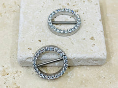 Pair of 14G Silver Round Nipple Clicker Ring Jewelry, Nipple Barbell, Nipple Shield Clicker Ring