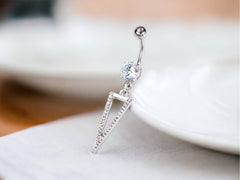 Multi Gem Arrowhead Charm Dangling Belly Button Ring • Body Jewelry • Navel Piercing • Dangling Flower Belly Ring