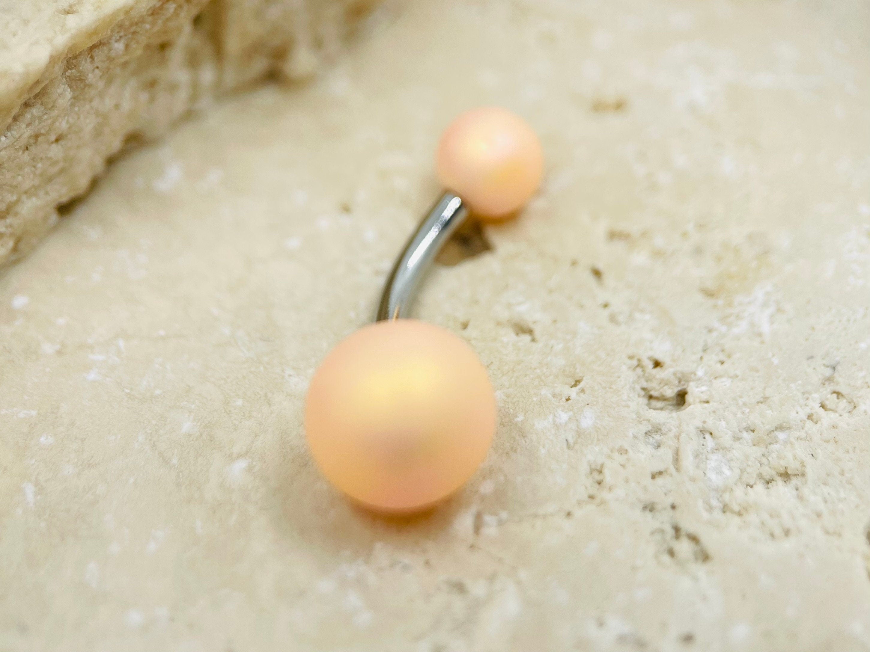 Peach Belly Button Ring, Basic Belly Ring, Belly Piercing