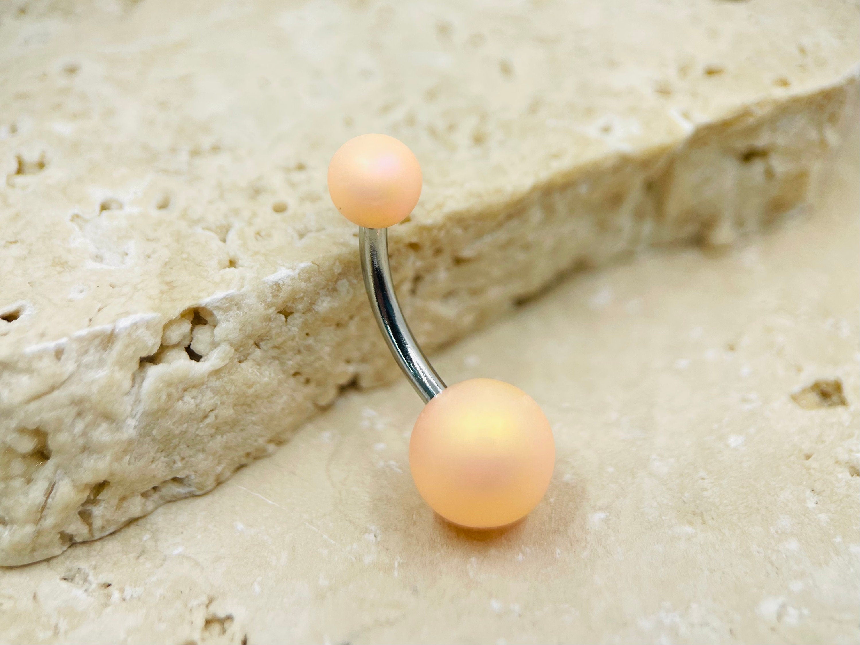 Peach Belly Button Ring, Basic Belly Ring, Belly Piercing