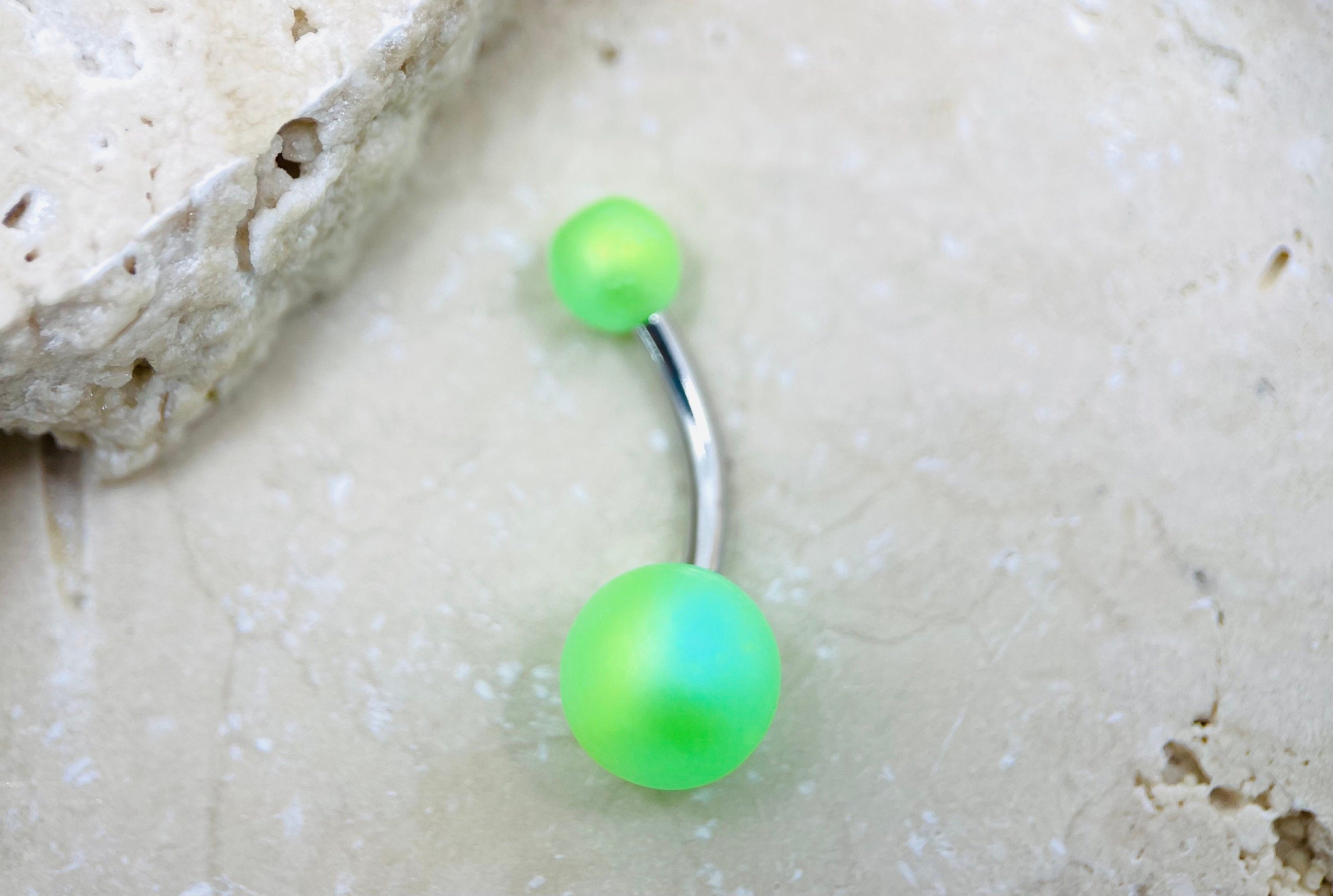 Matte Green Belly Button Ring, Basic Belly Ring, Belly Button Piercing