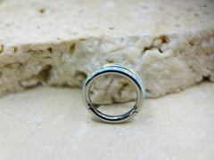 16G Implant Grade Titanium Double Line White Opal Hinged Clicker Ring