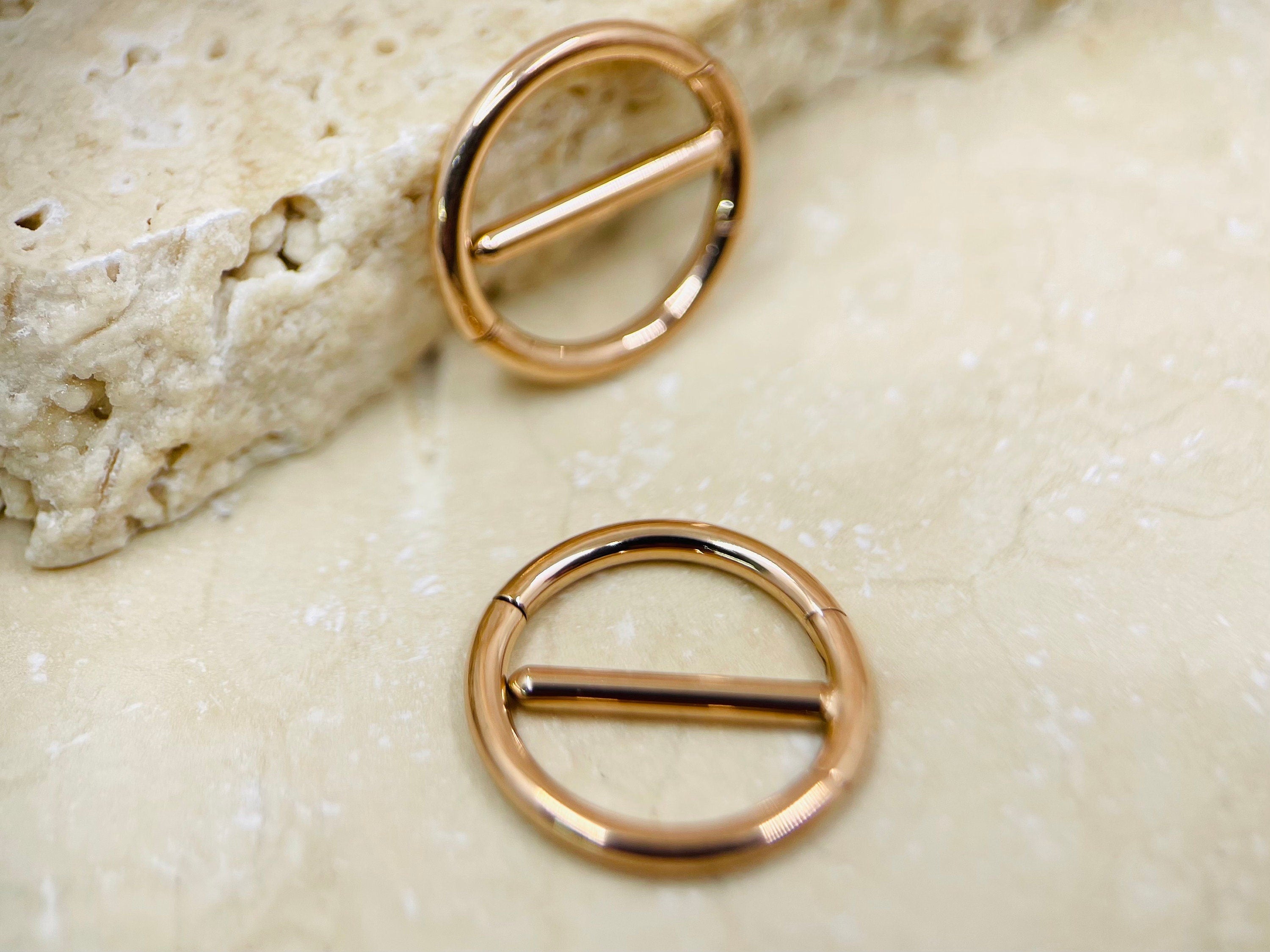 14G Nipple Clicker Ring, Rose Gold Round Nipple Clickers, Nipple Barbell Jewelry