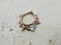 16G Rose Gold Triangle Design Septum Clicker Ring • Septum Piercing