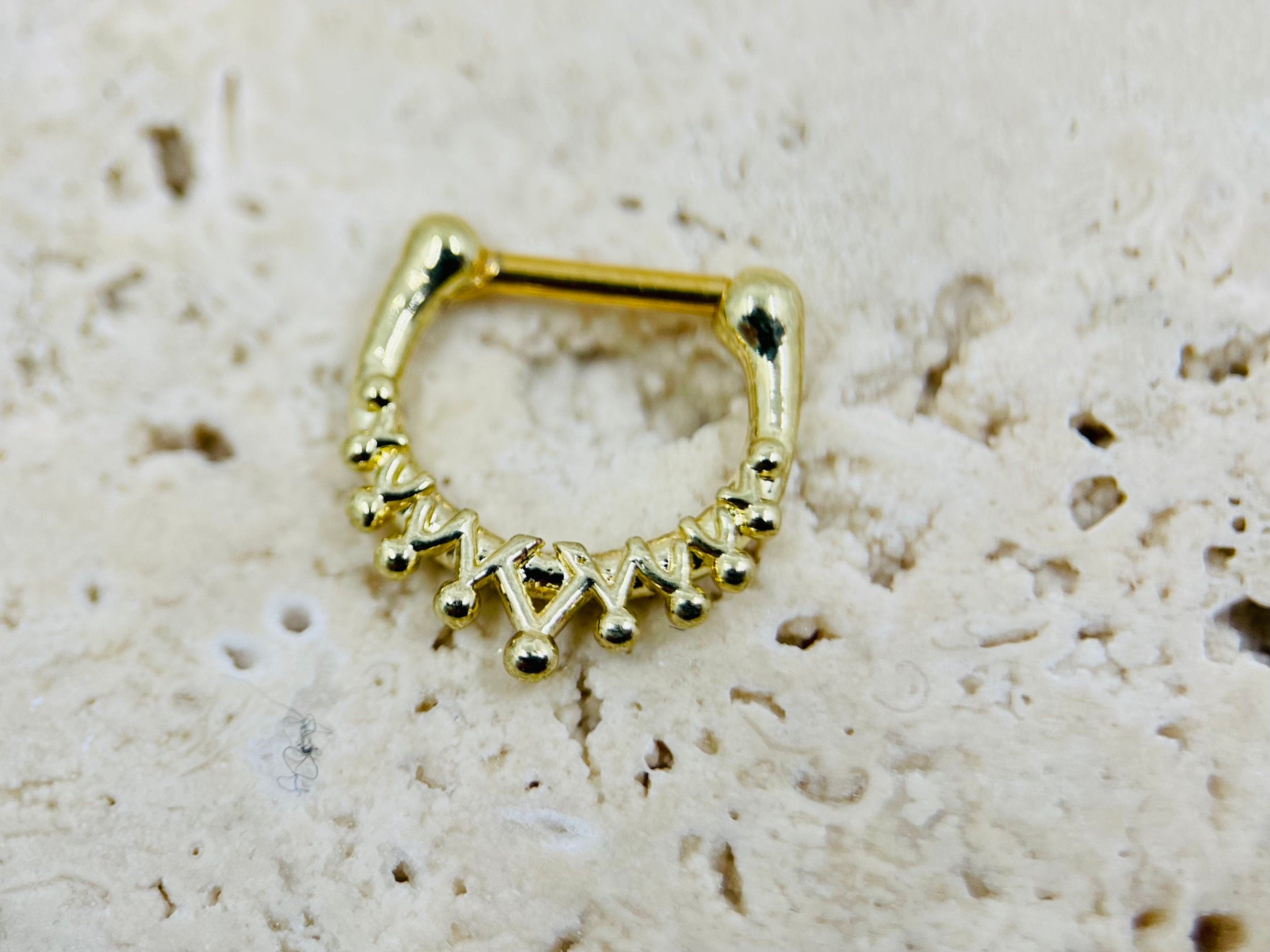 16G Gold Crown Septum Clicker Ring • Septum Piercing