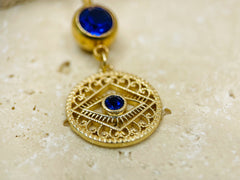 Evil Eye Belly Button Ring • Dangling Evil Eye Charm Belly Piercing • Navel Piercing