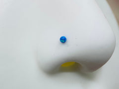 20G Dainty Nose Stud • Blue Opal Nose Screw Stud • Nose Piercing