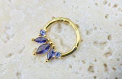 16g Gold Marquise Gem Septum Clicker Ring • Septum Jewelry • Septum Clicker - Purple Gems