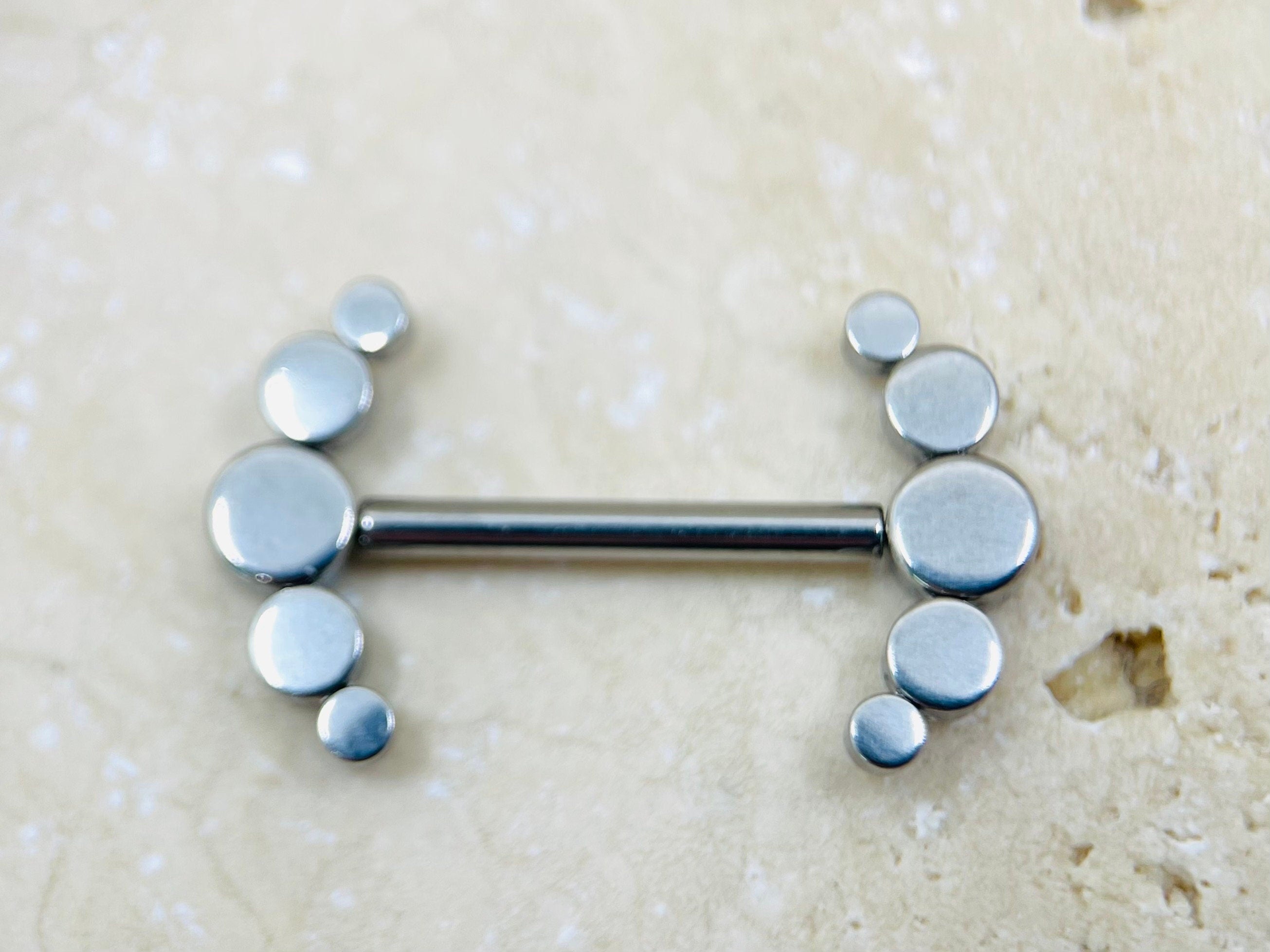 Threadless Push In Titanium Nipple Barbells, Clear Gems, Threadless Nipple Rings, Threadless Piercing Barbells