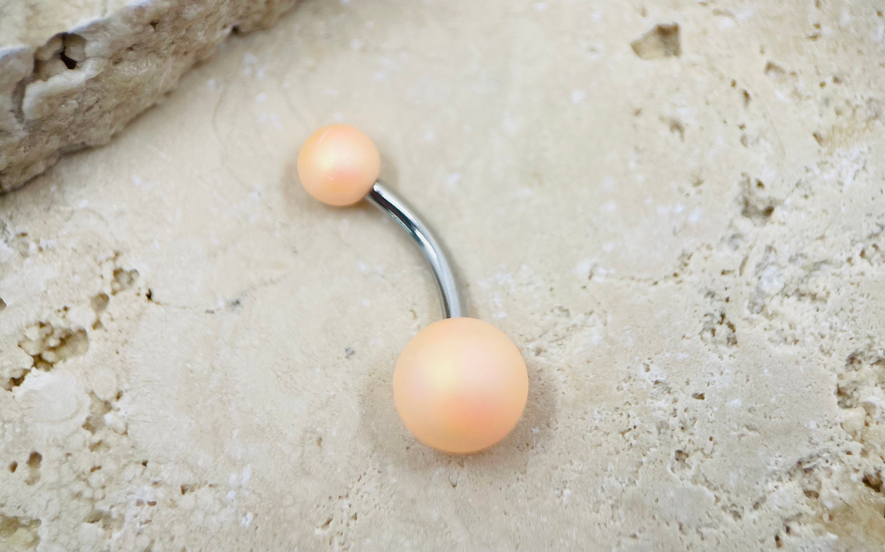 Peach Belly Button Ring, Basic Belly Ring, Belly Piercing