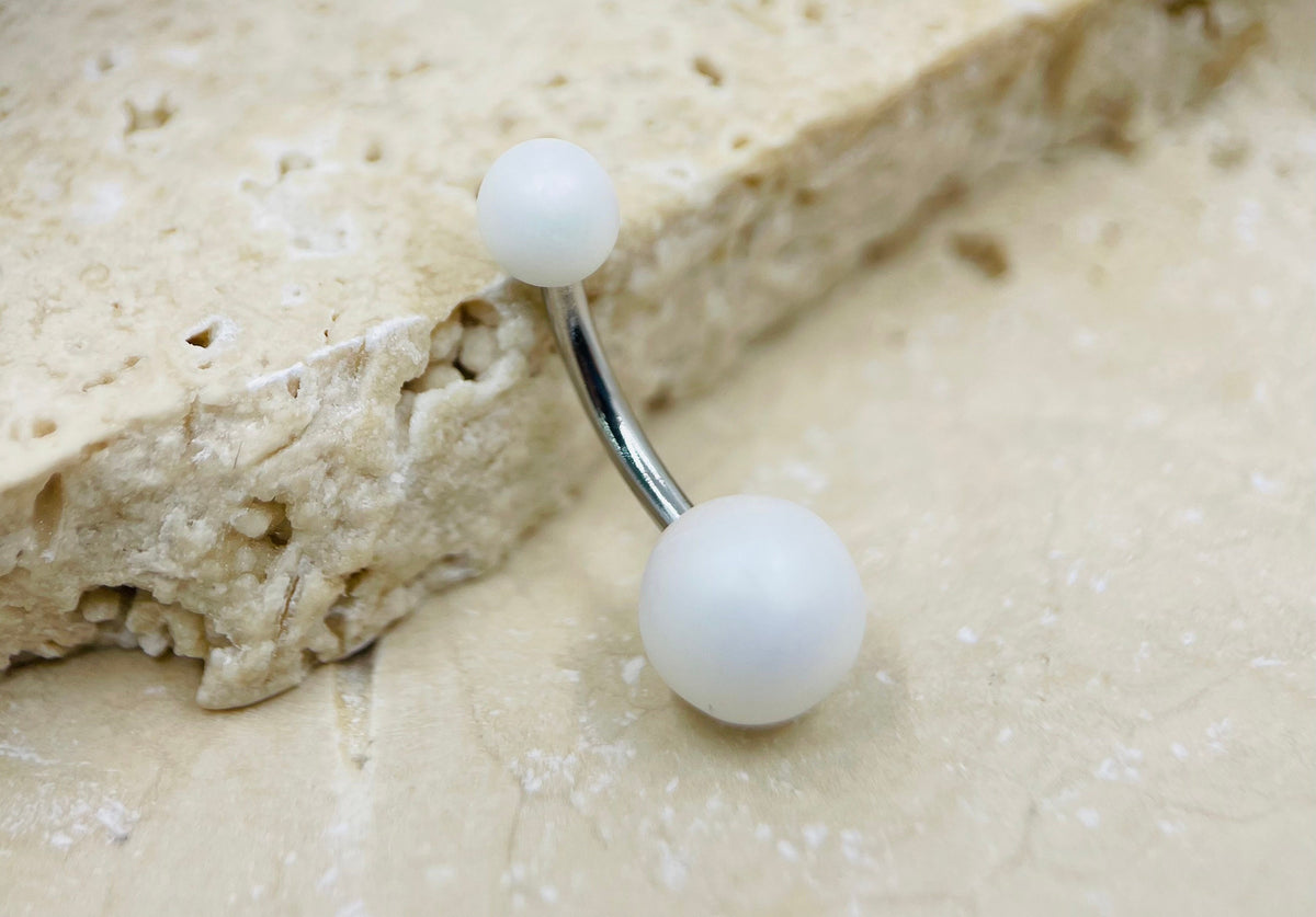 White Belly Button Ring, Basic Belly Ring, Belly Piercing