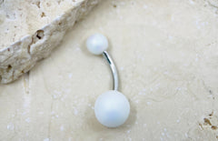 White Belly Button Ring, Basic Belly Ring, Belly Piercing