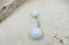 White Belly Button Ring, Basic Belly Ring, Belly Piercing