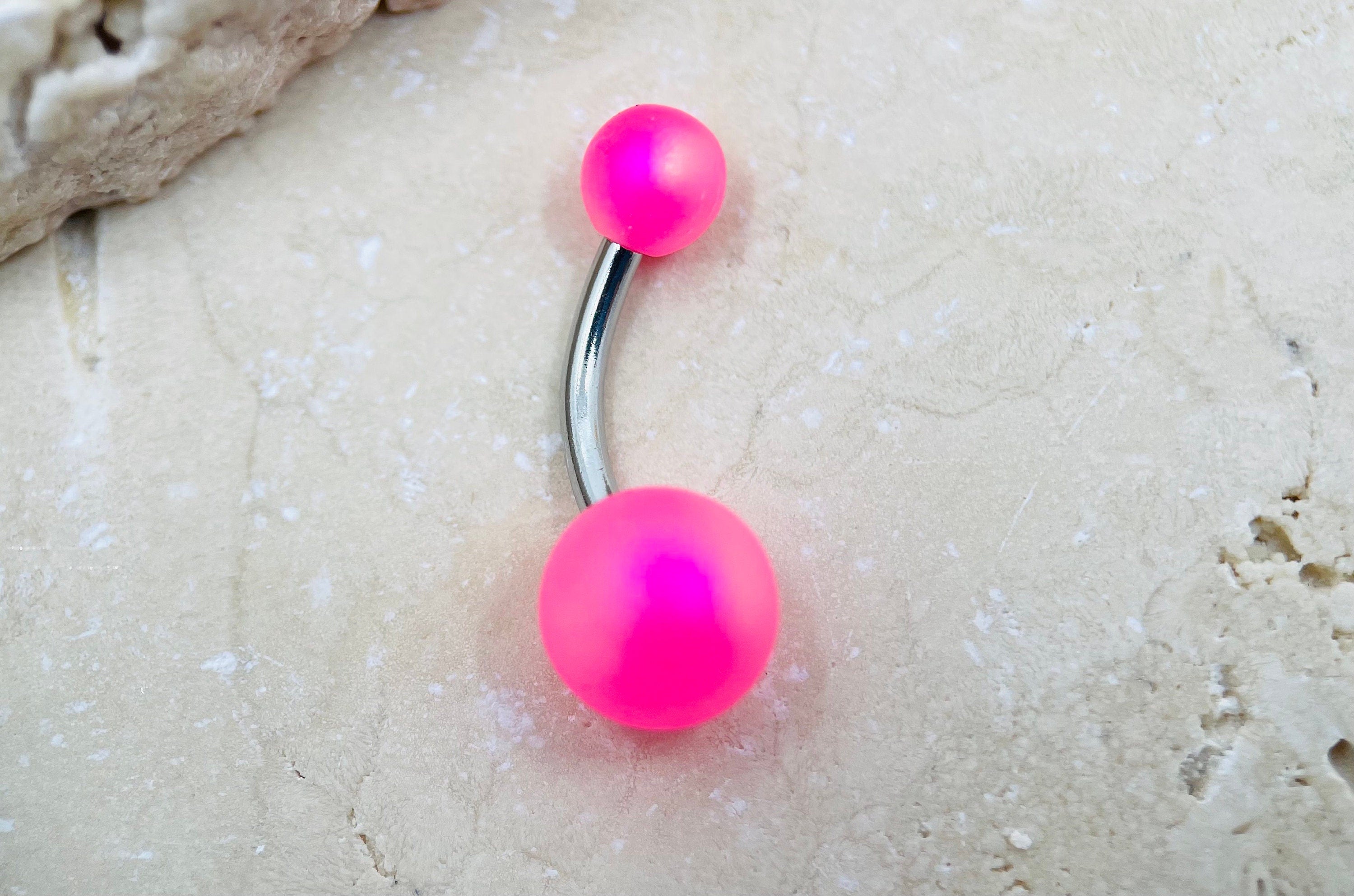 Pink Belly Button Ring, Basic Belly Ring, Matte Pink Belly Button Piercing