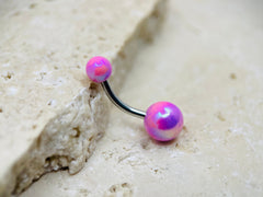 Metallic Pink Belly Button Ring • 14G Belly Button Piercing • Navel Piercing