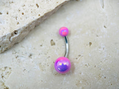 Metallic Pink Belly Button Ring • 14G Belly Button Piercing • Navel Piercing