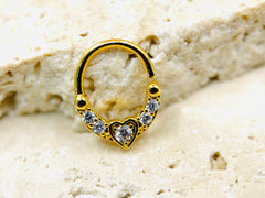 Gold Heart Center Bendable Septum Hoop Ring