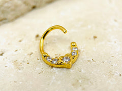 Gold Heart Center Bendable Septum Hoop Ring