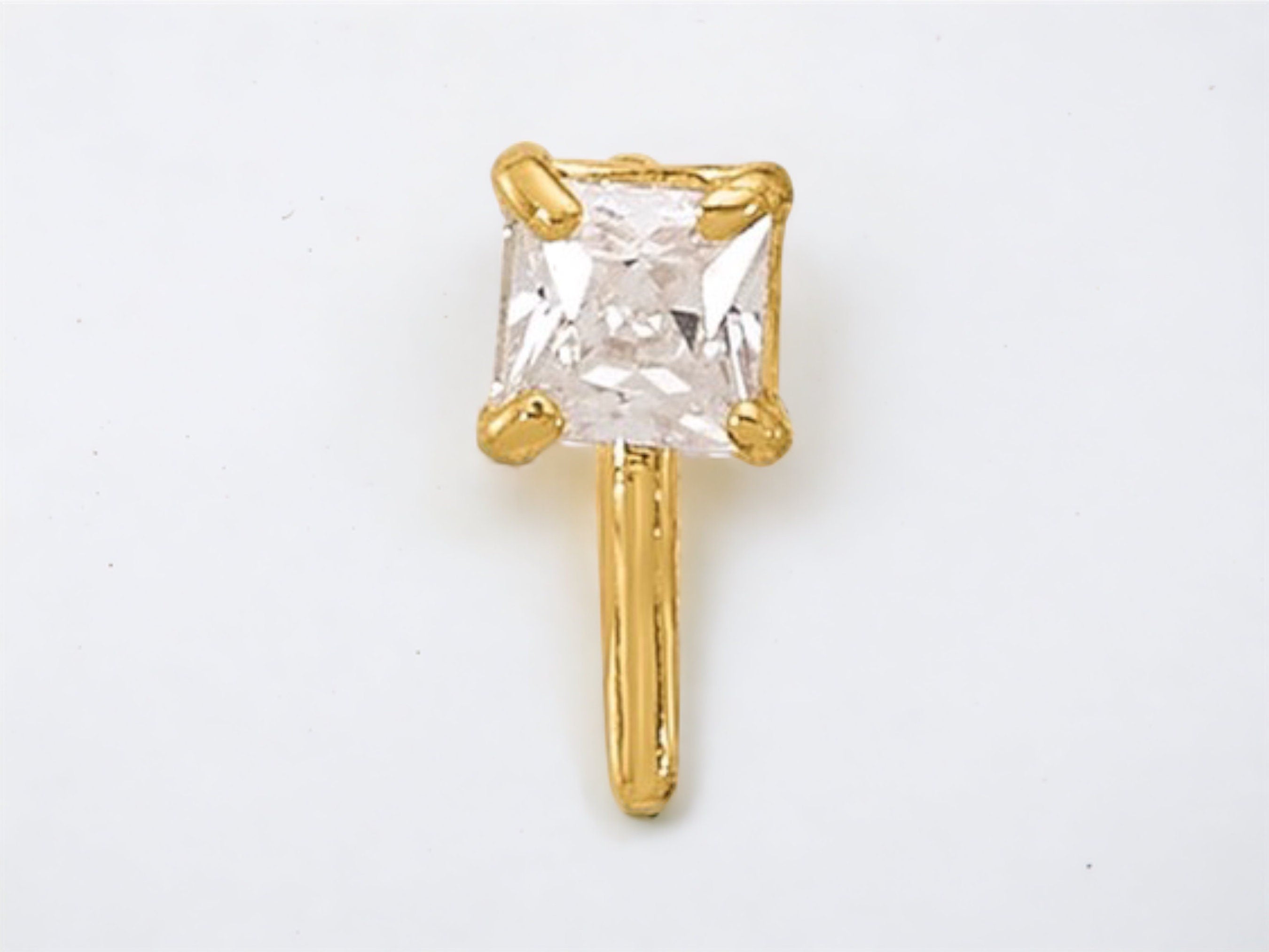 14K Gold 20 Gauge 2.5mm Stud L Shape Nose Stud