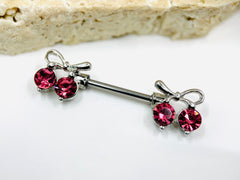 14G Pink Ribbon Nipple Barbells, Nipple Jewelry, Nipple Rings