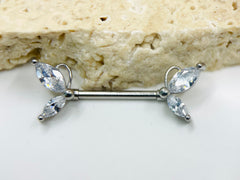 14G Silver Butterfly Nipple Piercing Rings, Nipple Jewelry, Nipple Barbells