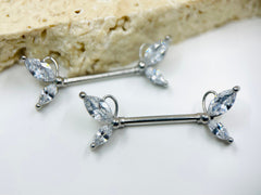 14G Silver Butterfly Nipple Piercing Rings, Nipple Jewelry, Nipple Barbells