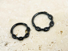 Black Chain Link Hinged Septum Clicker Ring, 16G Septum Hoop