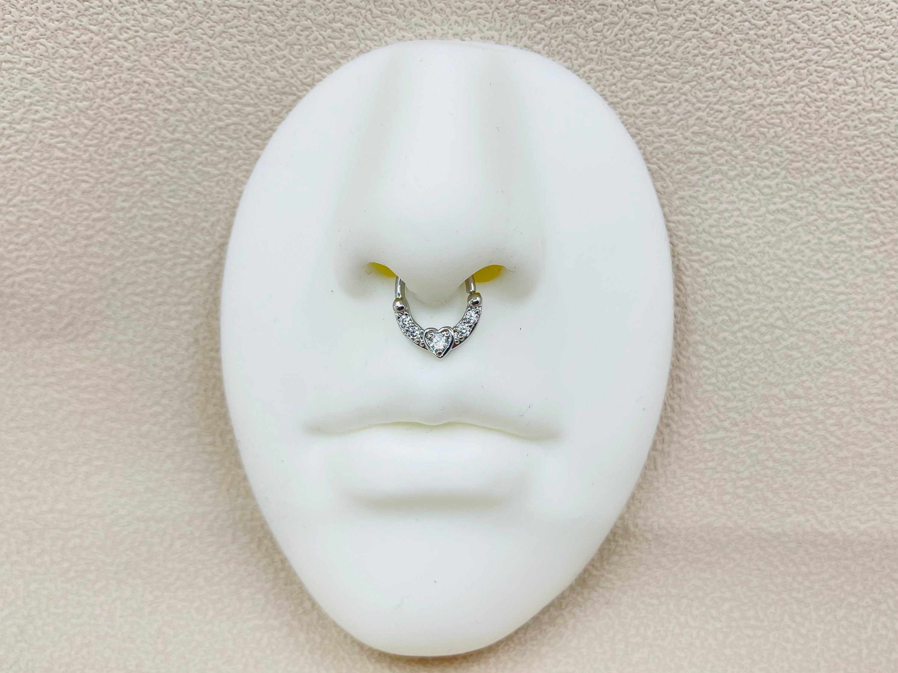 Silver Heart Center Bendable Septum Hoop Ring