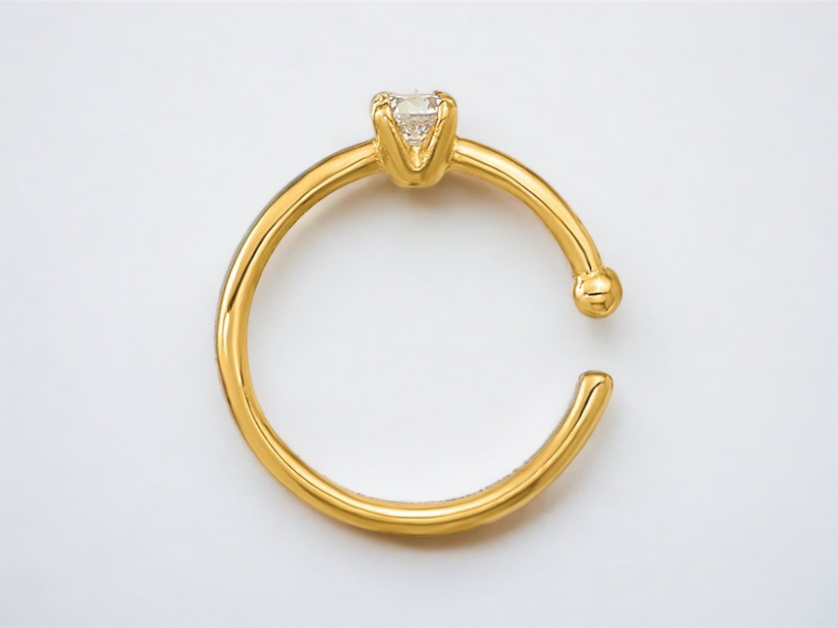 14K Gold 20 Gauge CZ Nose Ring Hoop