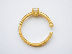 14K Gold 20 Gauge CZ Nose Ring Hoop