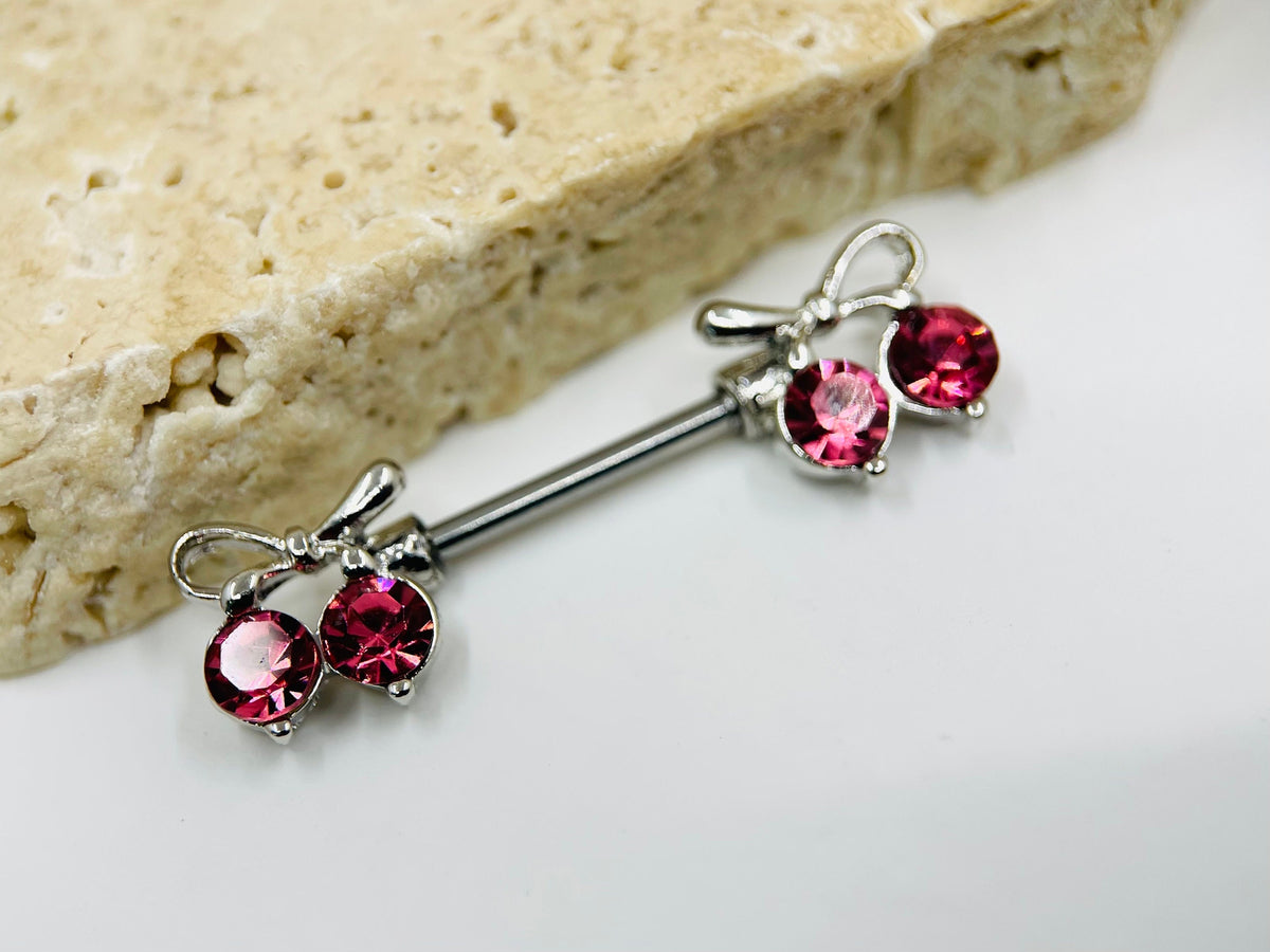 14G Pink Ribbon Nipple Barbells, Nipple Jewelry, Nipple Rings