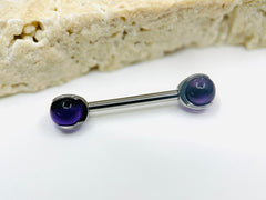 Implant Grade Titanium Natural Amethyst Stone Nipple Barbell, Internally Threaded Titanium Nipple Jewelry