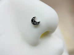 20G Silver Midnight Moon & Stars L Shape Nose Stud