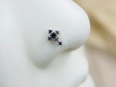 20G Cross Nose Stud, Purple Gems Nose Bone Stud, Nose Piercing