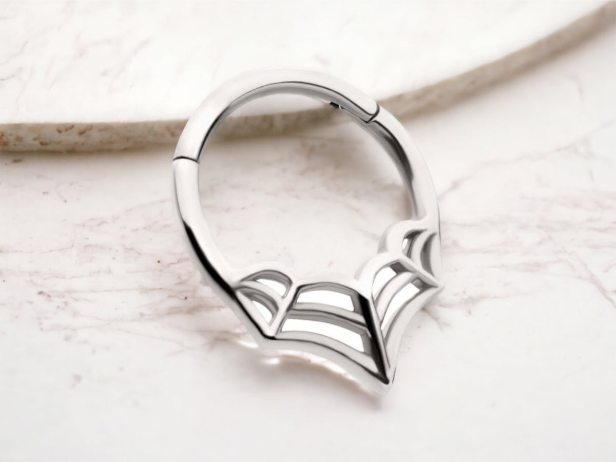 Spiderweb Septum Clicker Ring, Septum Hoop Ring, Nose Ring, Septum Jewelry